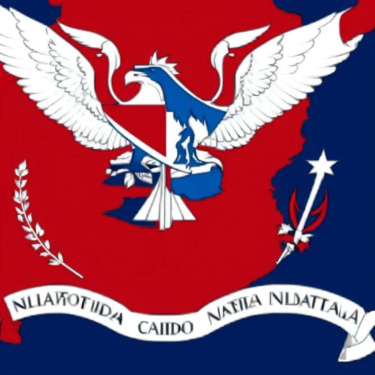 Please draw a complete national emblem of a fictional country created by Al (including the country's name).
