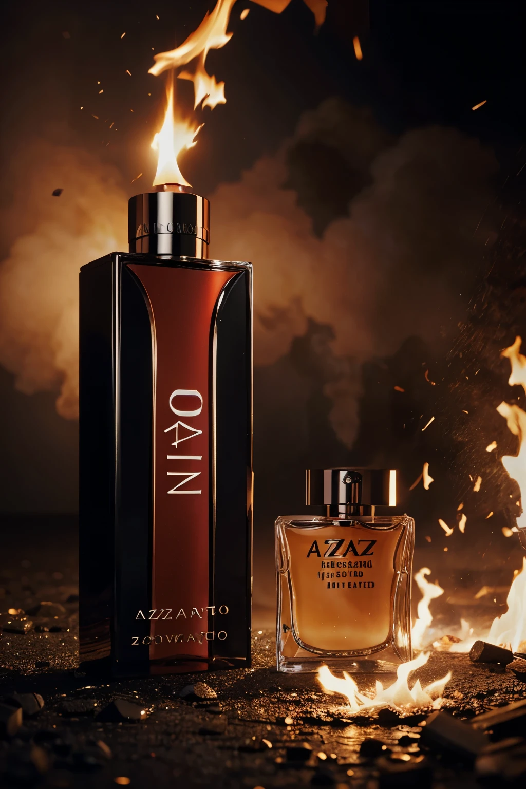 Azzaro most wanted perfume on fire background