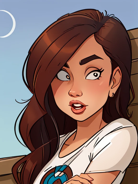a close up of a woman with long Encaracolado hair wearing a white top, Violeta Myers, brown Encaracolado hair, long brown puffy Encaracolado hair, Encaracolado haired, Encaracolado middle part haircut, lindo rosto latina, long dark Encaracolado hair, long Encaracolado hair, long black Encaracolado hair, Encaracolado hair, Encaracolado, black long Encaracolado hair, Encaracolado brown hair, black Encaracolado hair