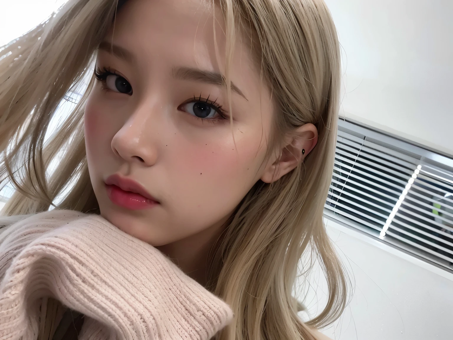 Araffada woman with long blonde hair and a sweater posing for a photo., parque roseanne de blackpink, jennie rosa ?????, kim doyoung, jossi de blackpink, portrait of jossi de blackpink, Lalisa Manobal, Jinyoung Shin, tzuyu de dos veces, Lalisa Manoban de Blackpink, jaeyeon nam, heonhwa choe, ulzzang