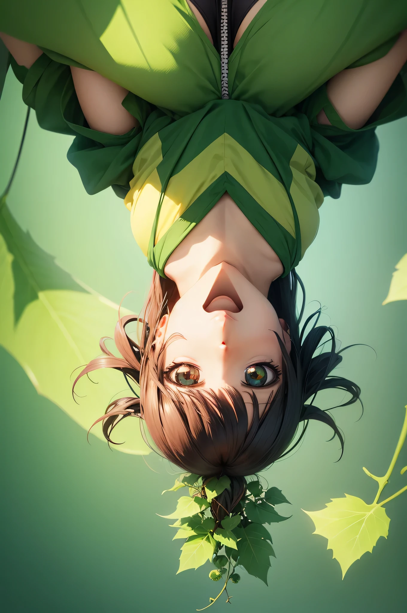 Generate upside down vines in anime cartoon illustration style with crisp 4k quality