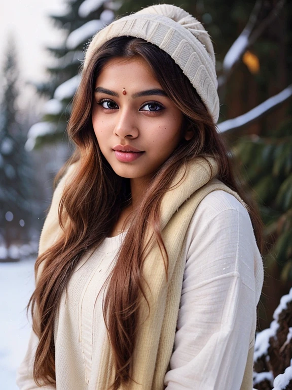 lovely cute young attractive indian girl, brown eyes, gorgeous actress, 23 years old, cute, an Instagram model, long blonde_hair, colorful hair, winter, Indian, indian,long hair,clear facial features