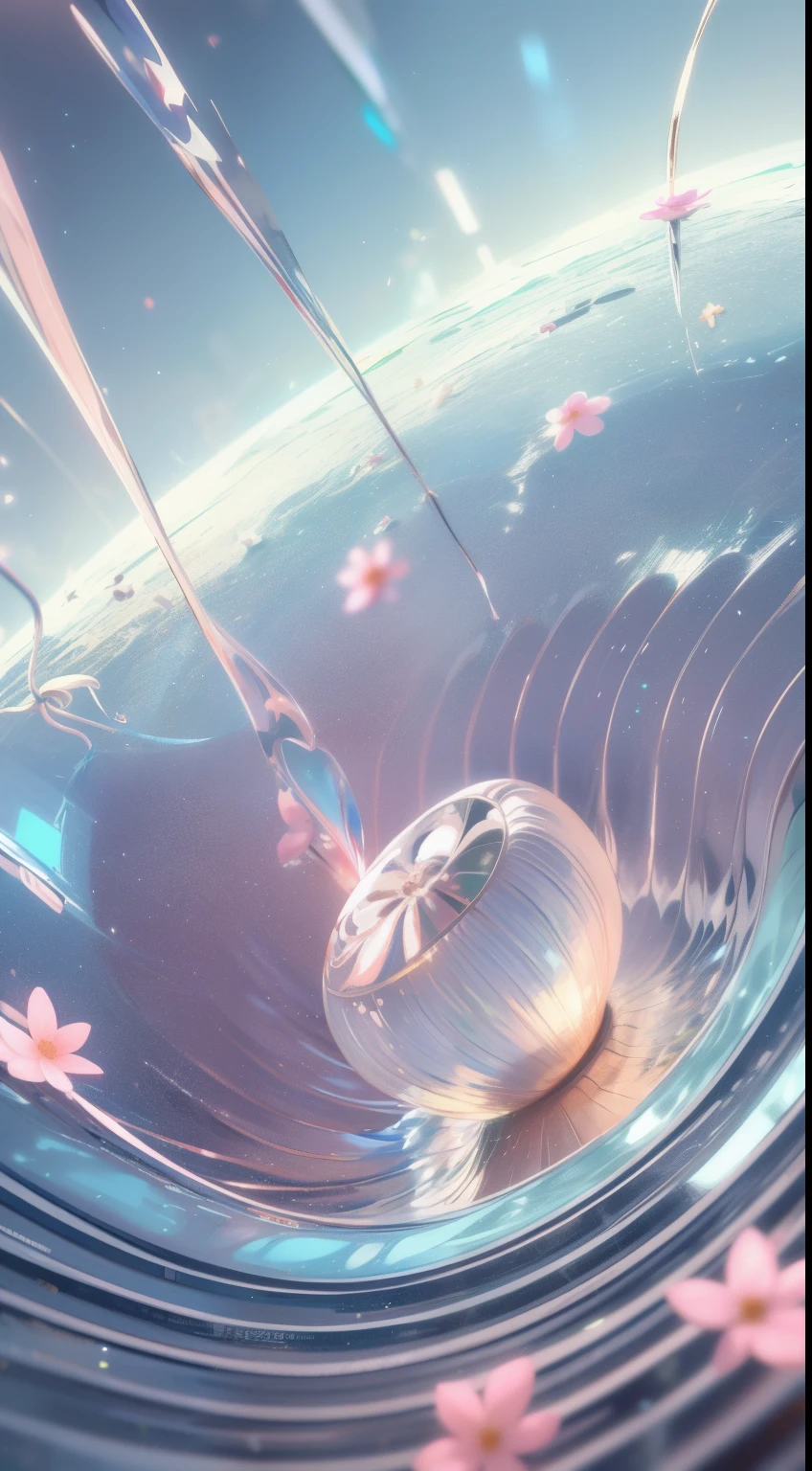 Multiple spaces，space is upside down，Flowers of Space，an flowers, a world，Space-time tunnel，colorful， best quality， Beautiful elements， high resolution， 4K， 8k，White background, industrial design, Studio lights up, c4d, Overclocked renderer, Clean shadows, 4K