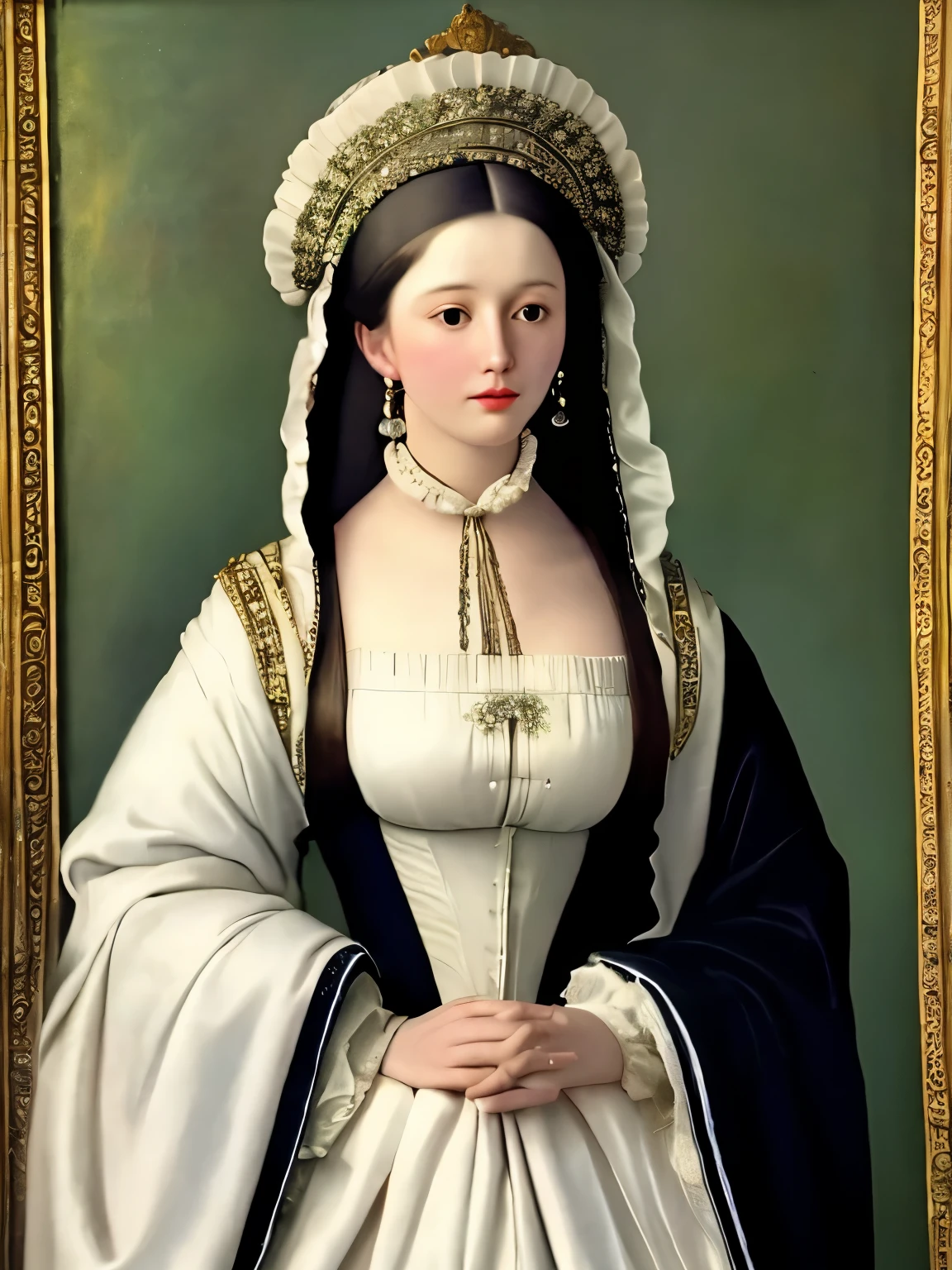 Mannerist painting of a woman from the 16th century, oil painting