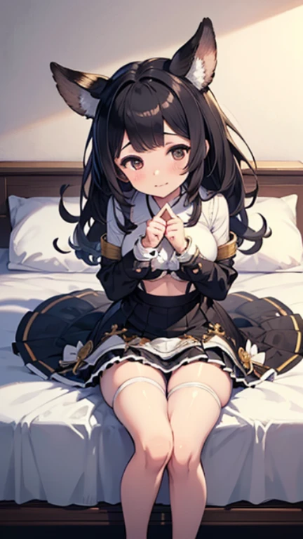 1 girl, knee up , (close to viewer), ((panty shot)),(skirt lift),black hair ,hair ribbon, white background, full body ,high resolution,(incredibly absurdres), (hires.fix:1.3),anime visual,extremely detailed CG unity 8k wallpaper, ((masterpiece)), ((top-quality)), (beautiful illustration), ((an extremely delicate and beautiful))