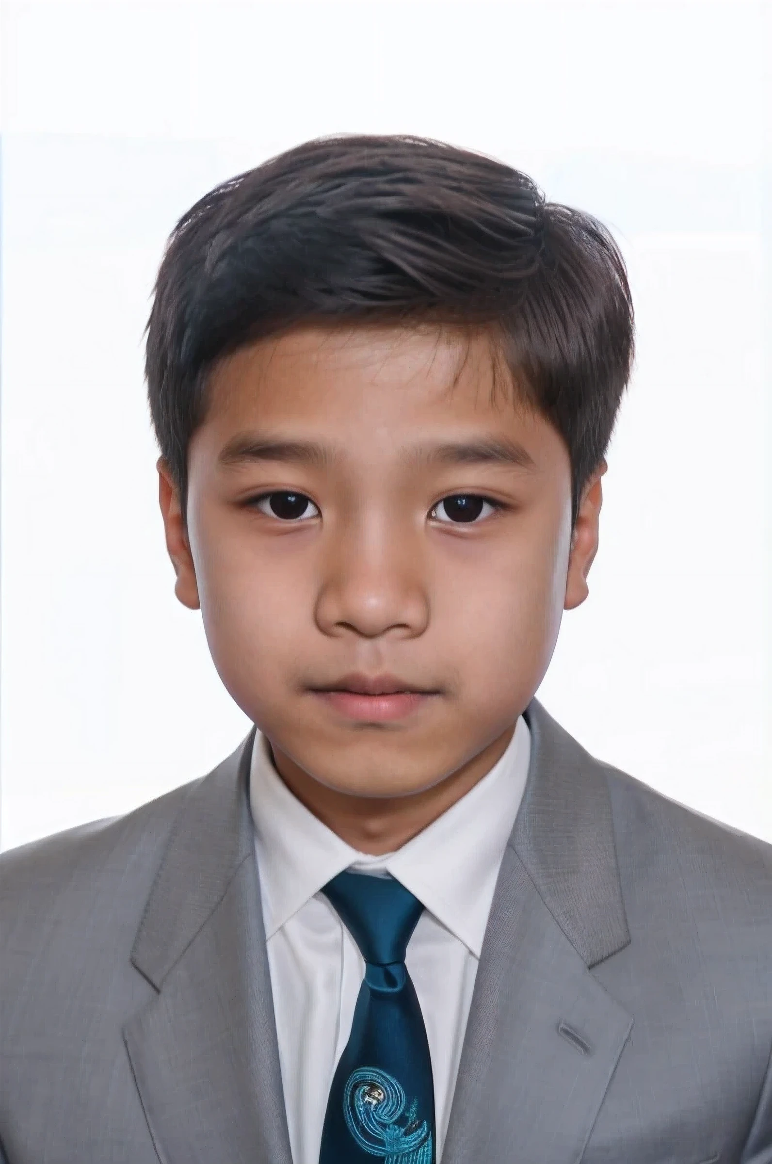 there is a young boy wearing a suit and tie, nivanh chanthara, asiatique du sud-est avec visage rond, [ Digital art ]!!, with a precise face, Photo professionnelle, Digital art but photo, Ash Thorp Khyzyl Saleem, Yanjun Chengt, Photo de passeport, portait photo profile picture
