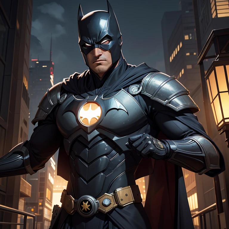 In the heart of a modern metropolis, Gojo Satoru, the revered Jujutsu sorcerer, dons an extraordinary transformation. His usual attire, the classic Japanese robe, is replaced by an awe-inspiring Batman suit, meticulously crafted from advanced metal armor. The stark contrast of the traditional and the futuristic creates a vivid tableau.
The suit, illuminated by the atmospheric oliva lighting, gleams under the 4k UHD camera's sharp focus. Its hyper-detailed design boasts intricate patterns and contours, reflecting the fusion of ancient jujutsu techniques and cutting-edge technology. The