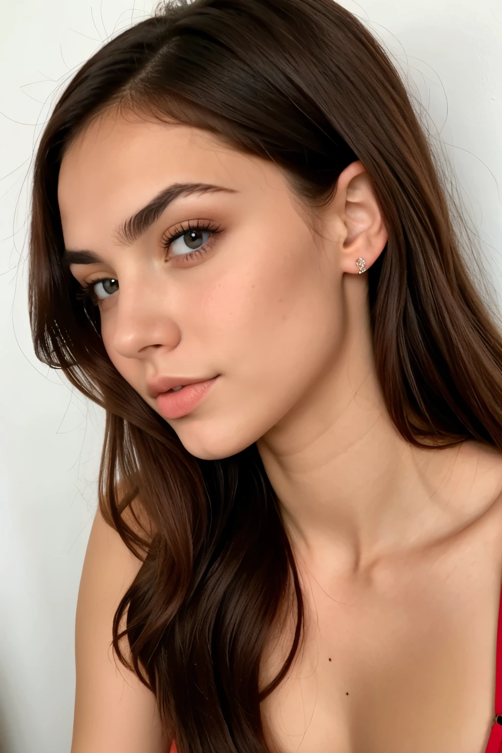 Foto de la vagina de una mujer realista con cabello rojo ,ojos azules, cara perfecta y cuerpo perfecto