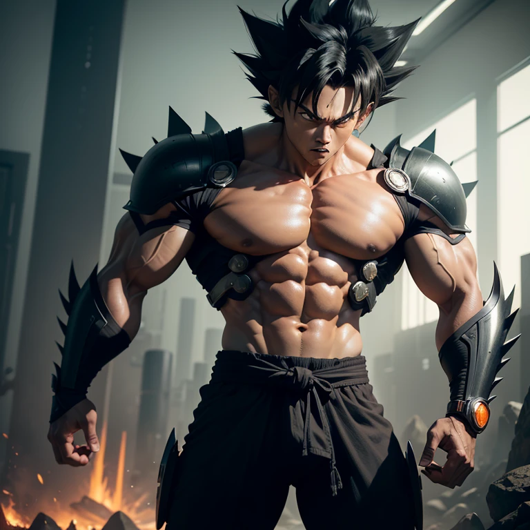 photorealistic human goku, epic 8 k hd anime shot, rendered in 8 k unreal engine, shinkiro, 3 d anime realistic, 3 D rendering character art 8 K, unreal engine character art,universe background,Above the planet