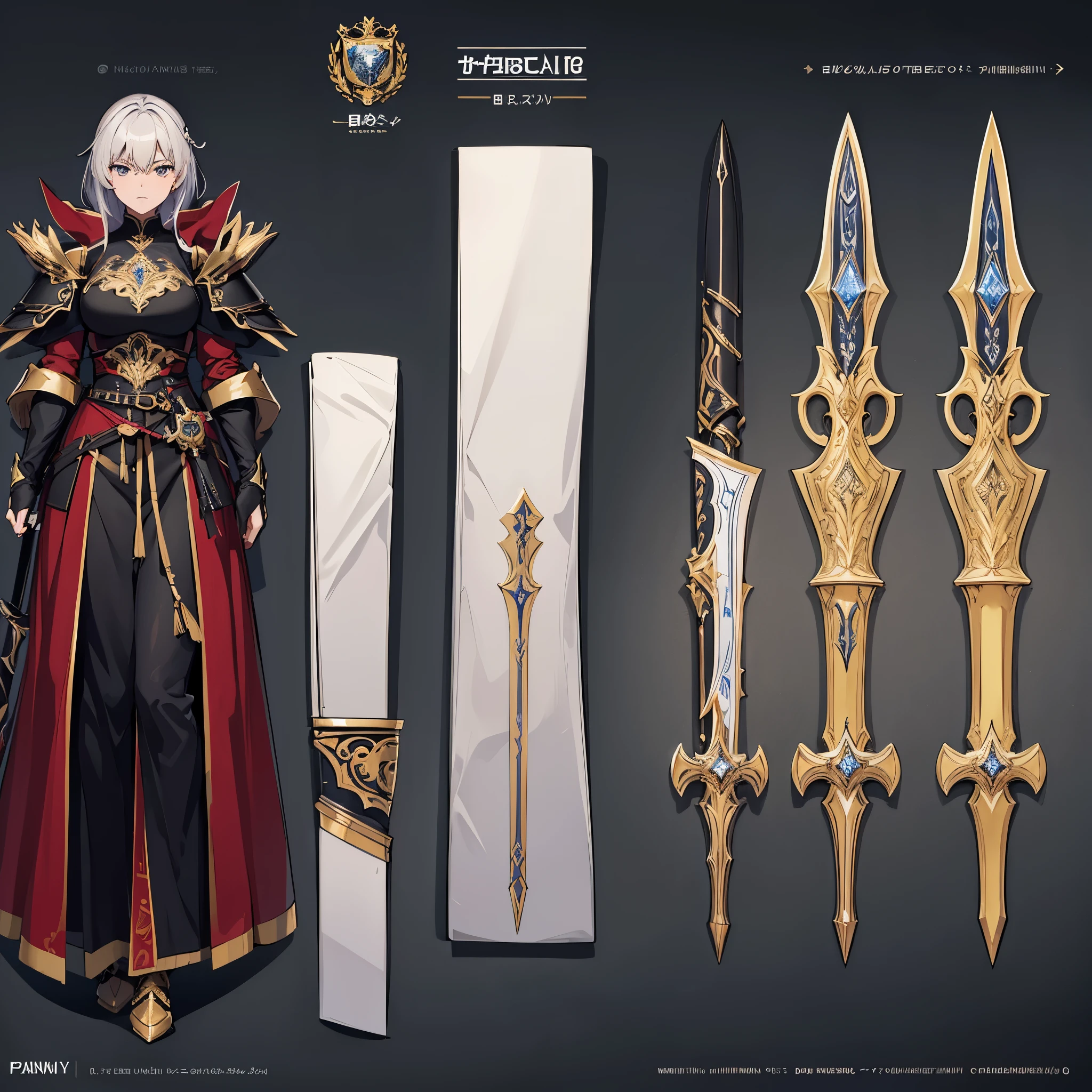 (Design sheet:1.3), (multi-angle and detailed view:1.3), ((masterpiece, best quality)), (unity 8k wallpaper), (absurdres, ultra highres, ultra detailed:1.5), extremely detailed CG, super fine illustration,man in armor,silver armor,sword seen from the side,high quality CG, ((fantasy game weapon-details screen style)) ((Setting picture)) ((weapon-jet black sword)), contains some explanatory text, high quality CG(Design sheet:1.3), (multi-angle and detailed view:1.3),