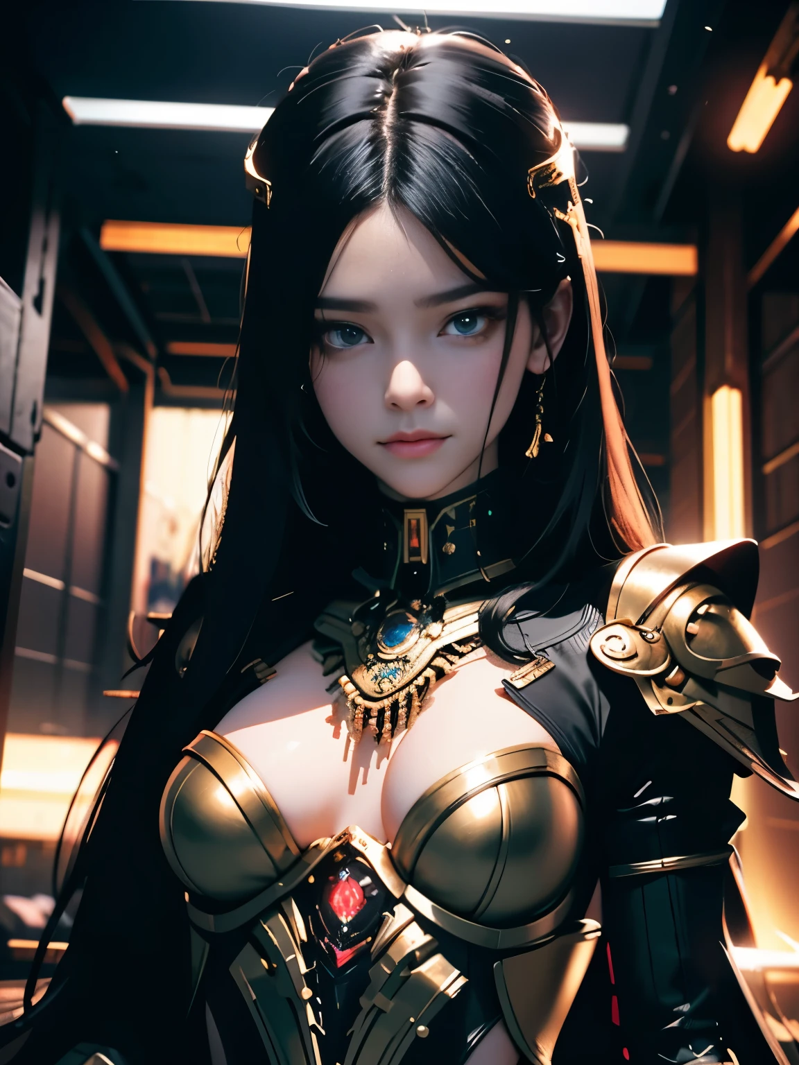 one mechanical girl, ((Super realistic details)), Portrait, western illumination, shadow area, octane rendering, In 8K, ultra sharp, Metal, Intricate ornament details, cold color, egyptian details, very intricate details, realistic light, CGSoation trends, shining eyes, facing the camera, neon details, Mechanical limbs, blood vessels connected to tubes, Mechanical vertebrae attached to the back, mechanical neck that attaches to the neck, Wires and cables connecting to the head, art station, detailed fantasy art, stunning character art, ファンアート最高のart station, magnificent exquisite character art, highly detailed art germ, detailed digital anime art,art station pixiv のアートジャーム
