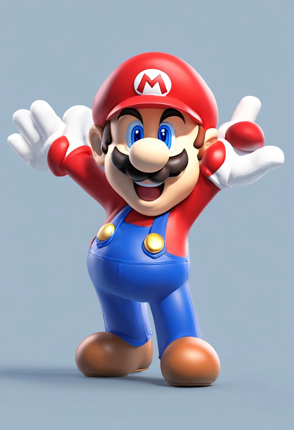 (Mario), Character Design, Nintendo Super Mario, (blue eyes, red hat, Red suit, Blue suspenders, white gloves, )Super cute blind box style, Little, whole body, Exaggerated expressions and actions, pretty background, Bright iridescent highlights, studio lighting, atmosphere lighting, With exquisite texture, high detail, High resolution, C4D, 3D, blender, 8K, highest quality, 超High resolution、((Marioカートで勝負だ！！)),((Mario対クッパ))