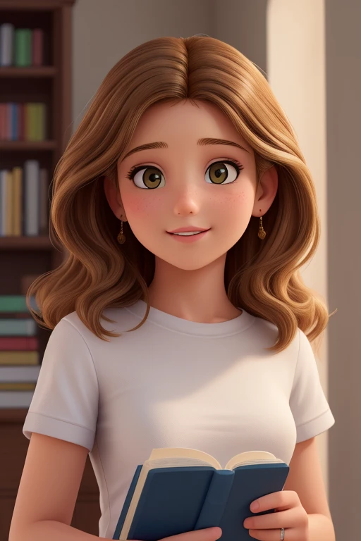 (best quality,Super detailed,actual:1.37),painting,14 year old girl with blonde wavy hair , read a bible,bright colors, soft light