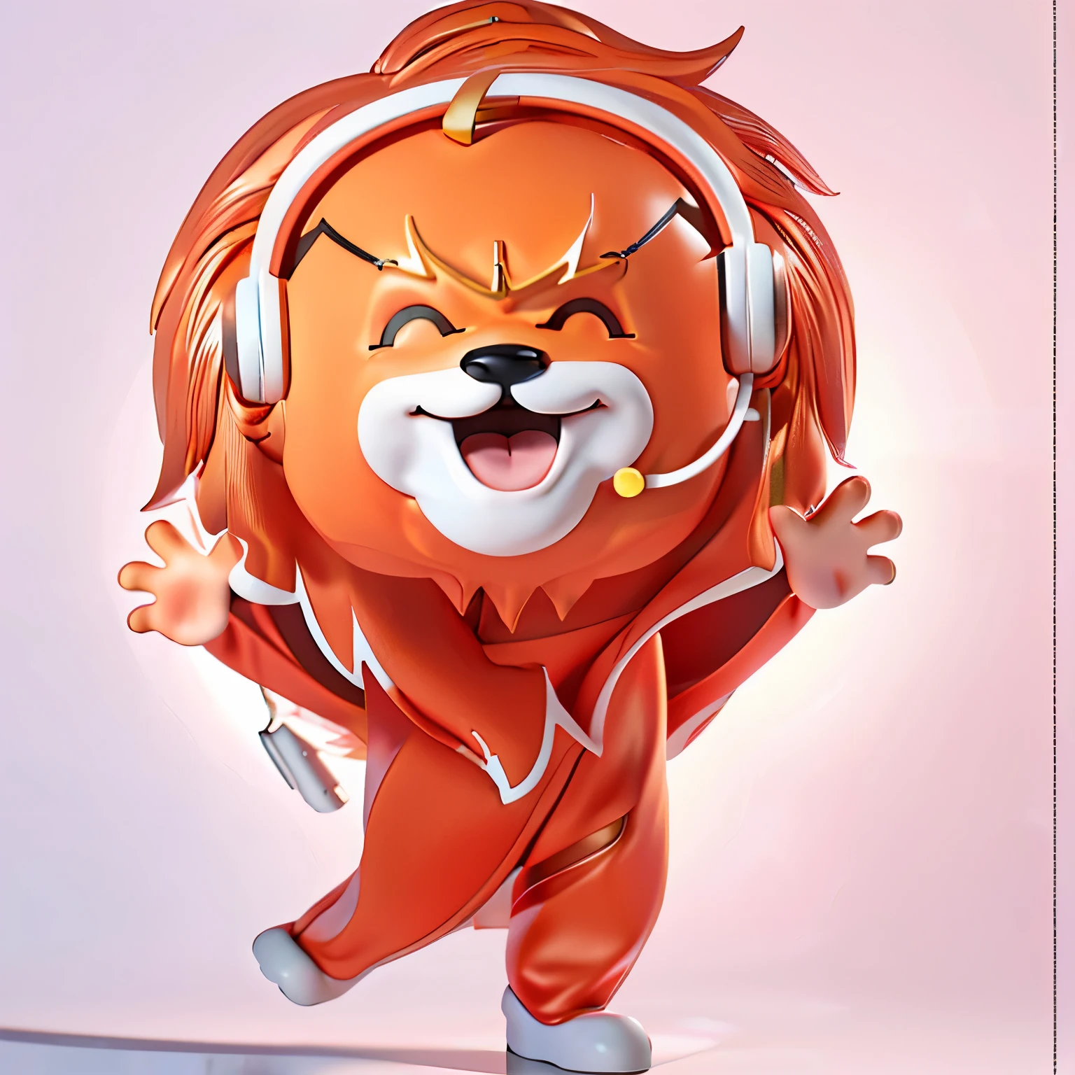 With headphones和麦克风的卡通狮子, cute lion, mascot illustration, trending on dribbble.com mascot, 3D full body lion, With headphones, lion icon, robot lion, avatar for website, dancing figures, telegraph stickers design, With a lion&#39;s mane, Dancing with a smile, full body mascot, a cartoon illustration, With the resonance of music