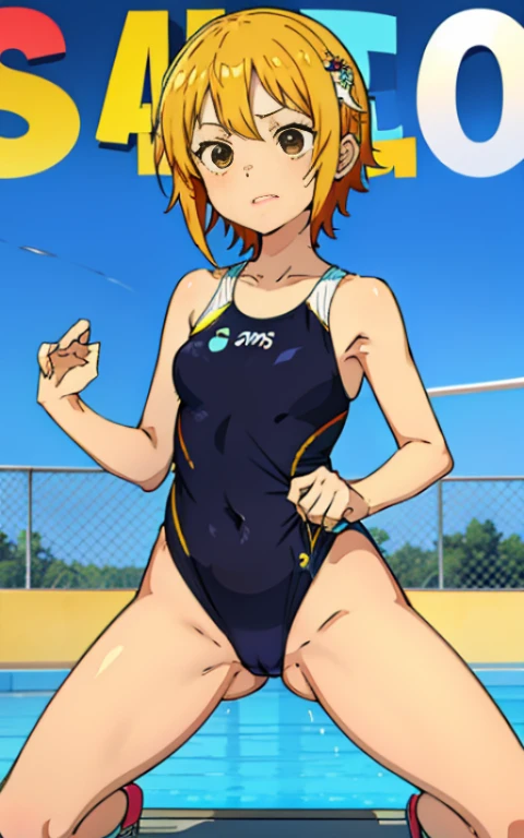 one piece nami touch、She opens her legs wide and shows us her crotch.、Asics black competitive swimsuit high cut、girl