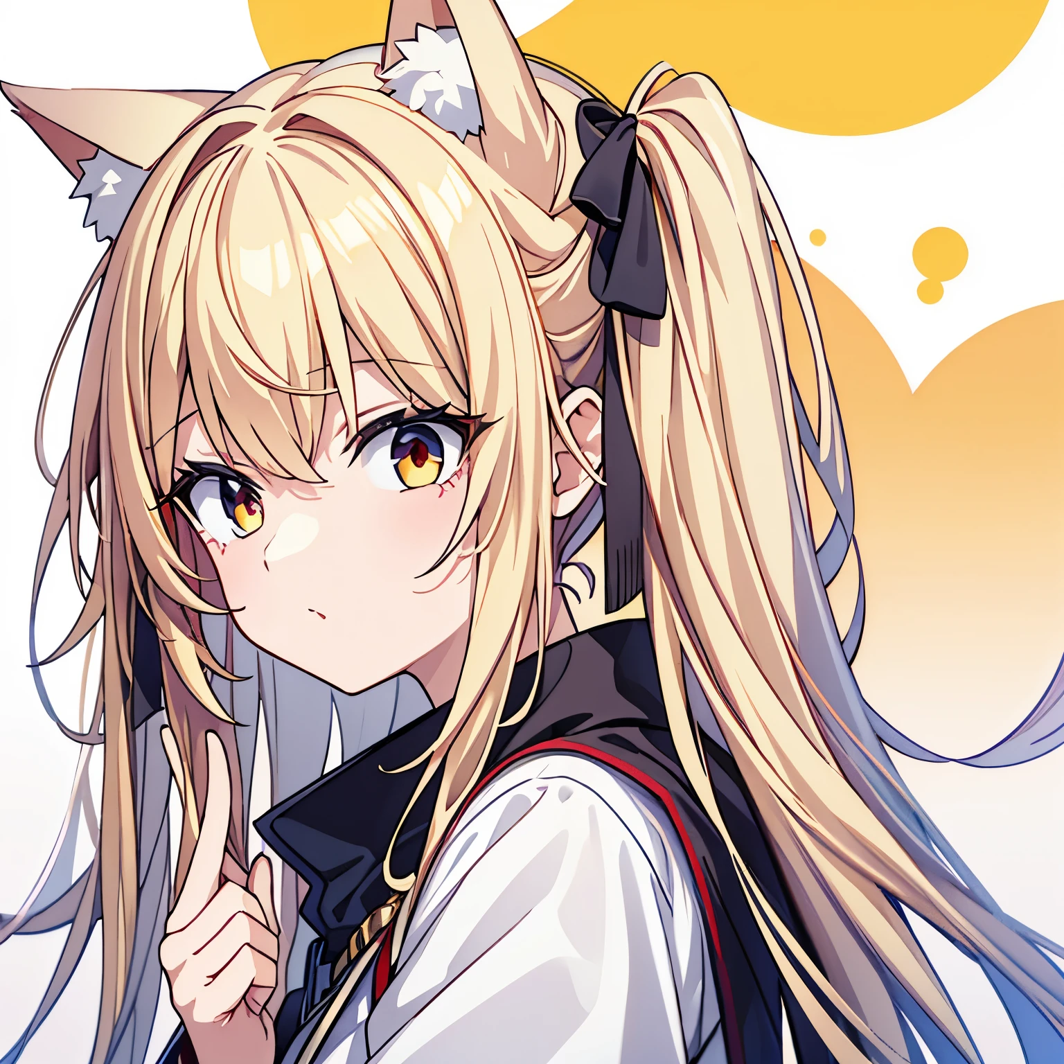 yellow hair、red eyes、girl、wolf cut