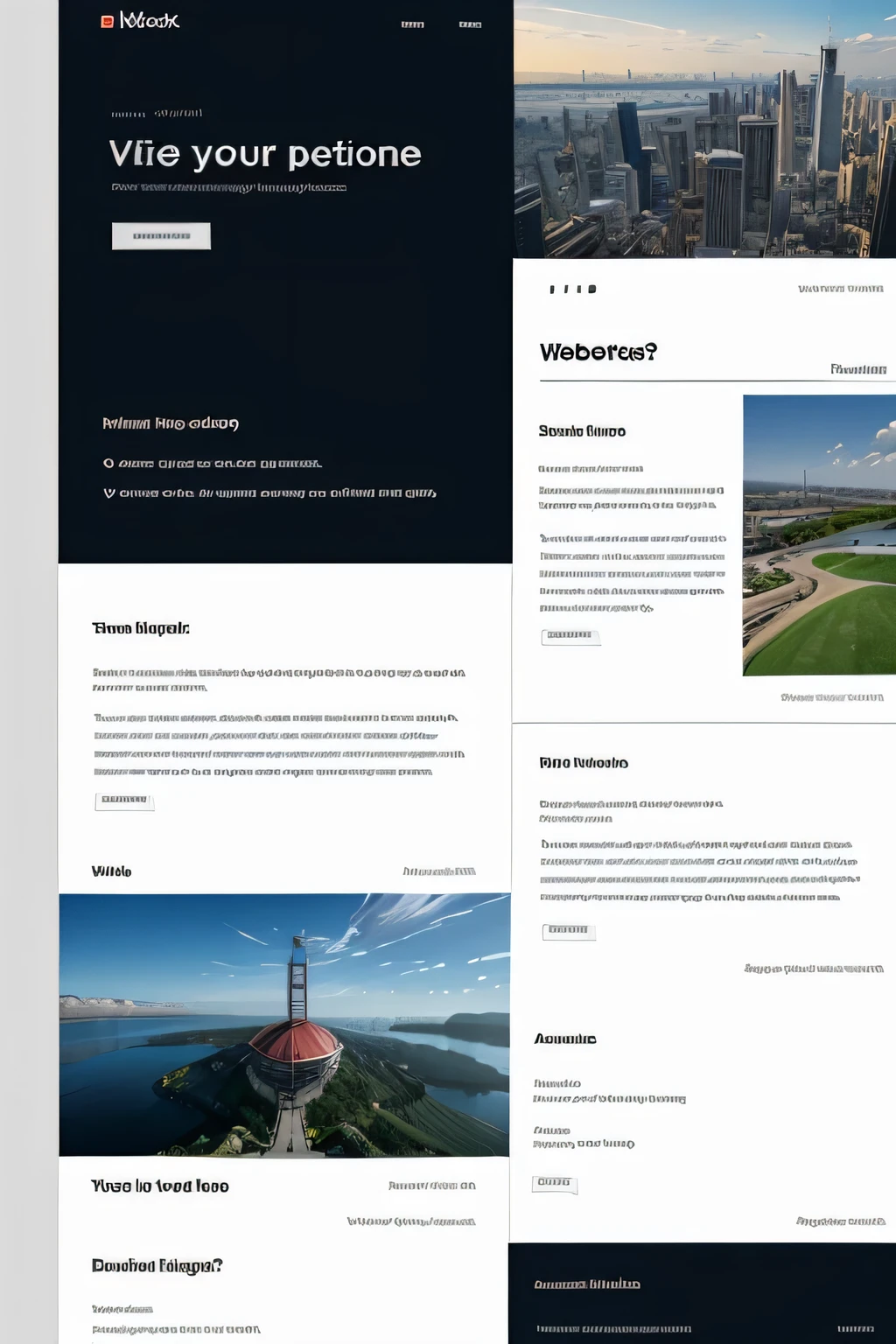 A detailed mock up to a landing page web development product