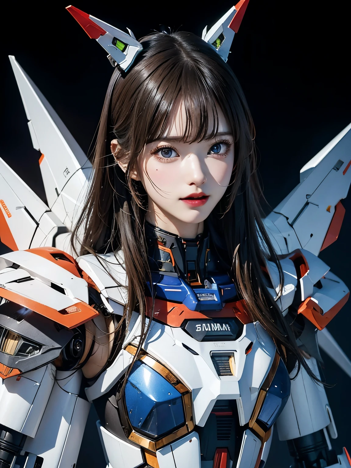 rough skin, Super detailed, advanced details, high quality, 最high quality, High resolution, 1080P, hard disk, beautiful,(gundam),beautifulサイボーグの女性,Mecha cyborg girl,battle mode,Mecha body girl,彼女は未来的なgundamメカを身に着けています,full body shot