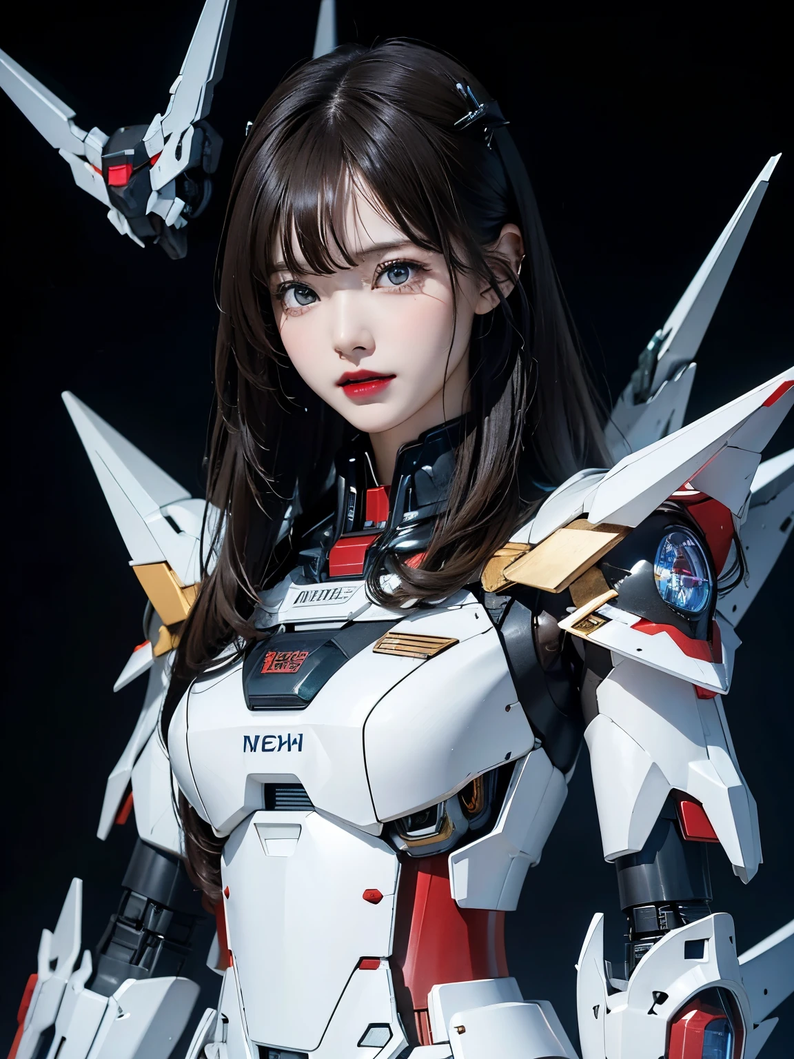 rough skin, Super detailed, advanced details, high quality, 最high quality, High resolution, 1080P, hard disk, beautiful,(gundam),beautifulサイボーグの女性,Mecha cyborg girl,battle mode,Mecha body girl,彼女は未来的なgundamメカを身に着けています,full body shot