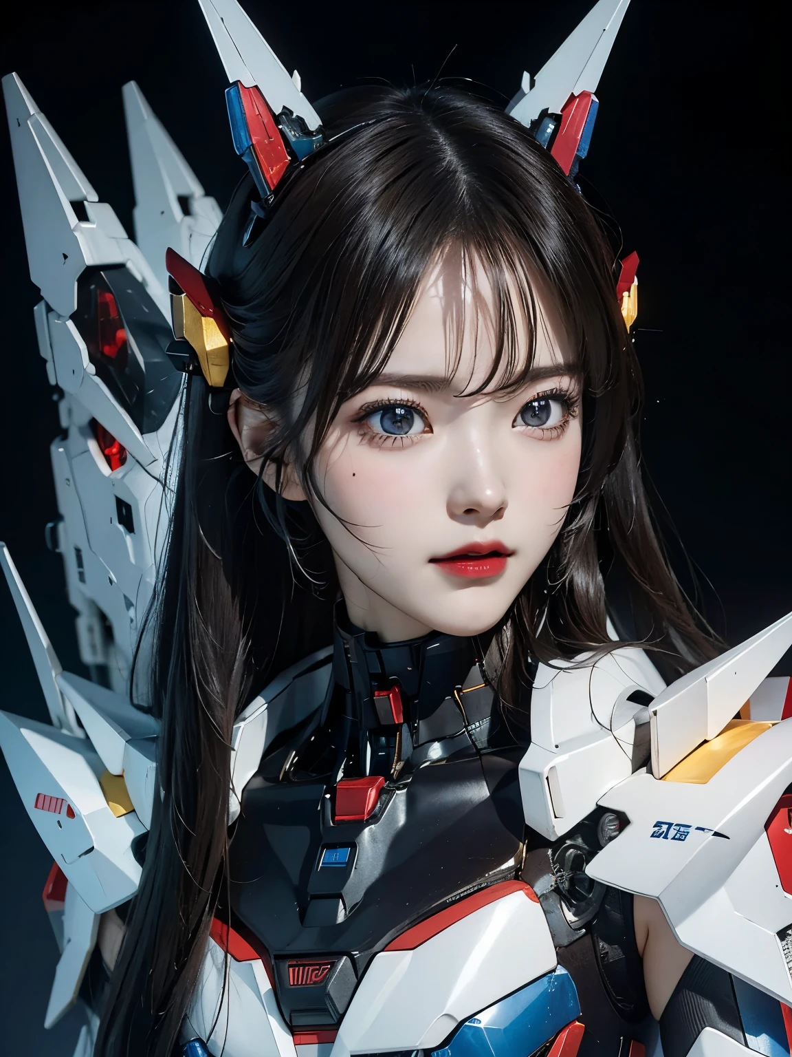 rough skin, Super detailed, advanced details, high quality, 最high quality, High resolution, 1080P, hard disk, beautiful,(gundam),beautifulサイボーグの女性,Mecha cyborg girl,battle mode,Mecha body girl,彼女は未来的なgundamメカを身に着けています,full body shot