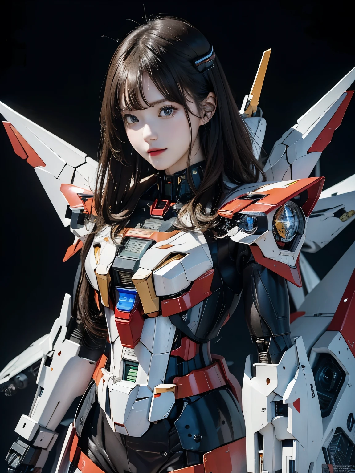 rough skin, Super detailed, advanced details, high quality, 最high quality, High resolution, 1080P, hard disk, beautiful,(gundam),beautifulサイボーグの女性,Mecha cyborg girl,battle mode,Mecha body girl,彼女は未来的なgundamメカを身に着けています,full body shot