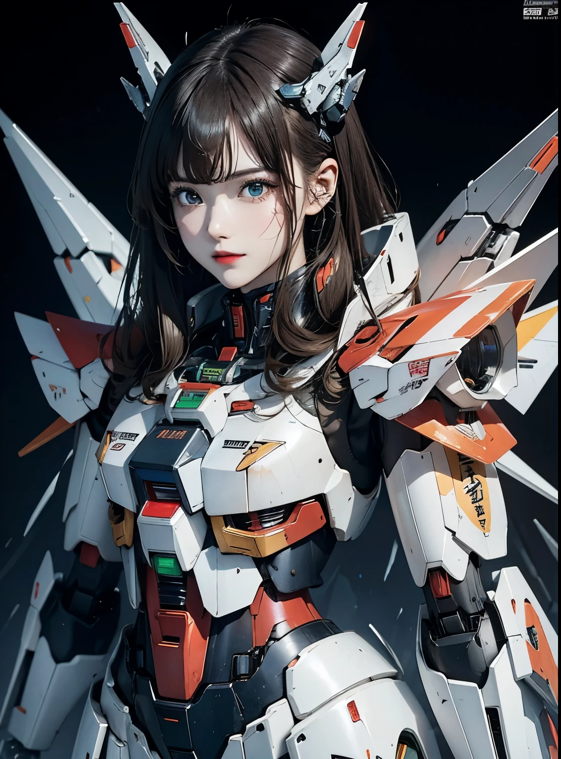 rough skin, Super detailed, advanced details, high quality, 最high quality, High resolution, 1080P, hard disk, beautiful,(gundam),beautifulサイボーグの女性,Mecha cyborg girl,battle mode,Mecha body girl,彼女は未来的なgundamメカを身に着けています,full body shot