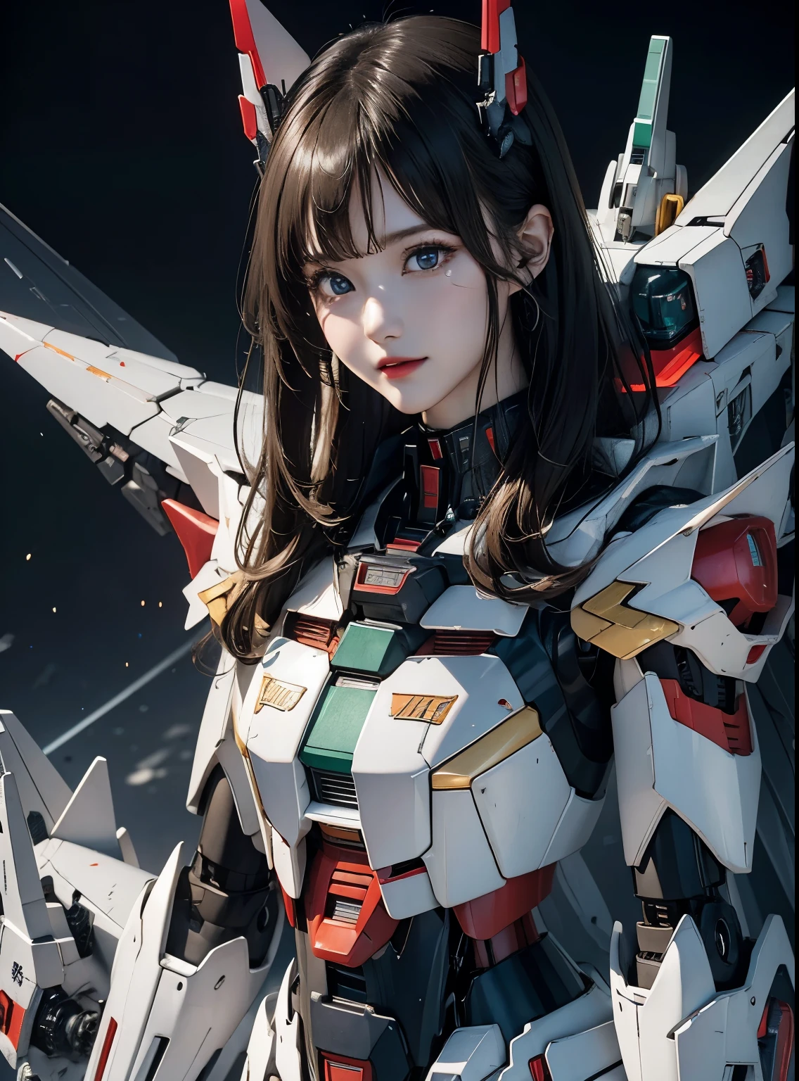 rough skin, Super detailed, advanced details, high quality, 最high quality, High resolution, 1080P, hard disk, beautiful,(gundam),beautifulサイボーグの女性,Mecha cyborg girl,battle mode,Mecha body girl,彼女は未来的なgundamメカを身に着けています,full body shot