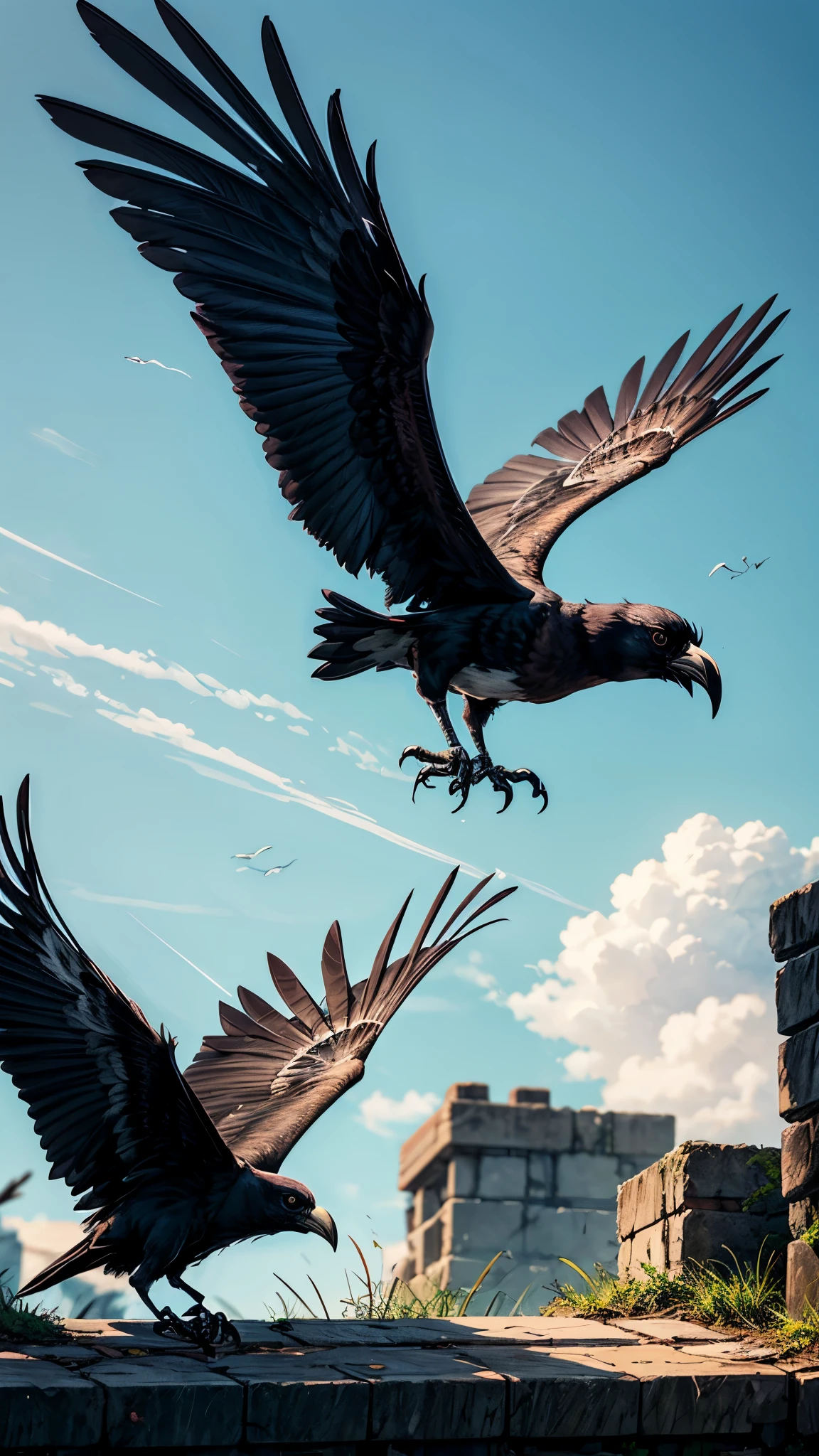A crow struggling to fly in thin air, portraying the challenges faced when trying to hinder progress.