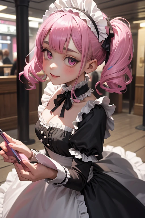 Underground idols,Victorian Maid、Mischievous eyes,Plenty of frills,color in hair,pink