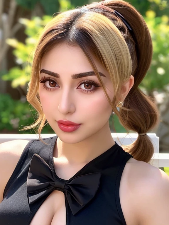 Pornstar fatemeh, 25 years and 7 months and 21 days old/ mixture of Phoenician, Greek, Armenian, and Arab/almond eyes, brown eyes, blonde hair,thick hair, ponytail/ bow-shaped lips, uptruned Nose, square jawline, narrow forehead, Protruding chin, high-arch eyebrows, black eyebrows , thick eyebrows/168 centimeters height, 61 kilograms weight,tanned body,long legs/ small mole on left eyebrow، small mole on the corner of the lower left lip, straight wavy hair،A small amount of acne on the cheek، Cheek dimple, chin dimple/ smiling/ IMPORTANT PROMPT :   RAW photo long distance show full body Shoes in view , white socks, white yoga pants , gucci bra, nike shoes, standing in park, chairs, trees, rainy day, mountain, winter