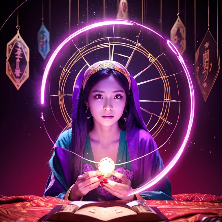 fortune teller、woman、An illustration、Background purple