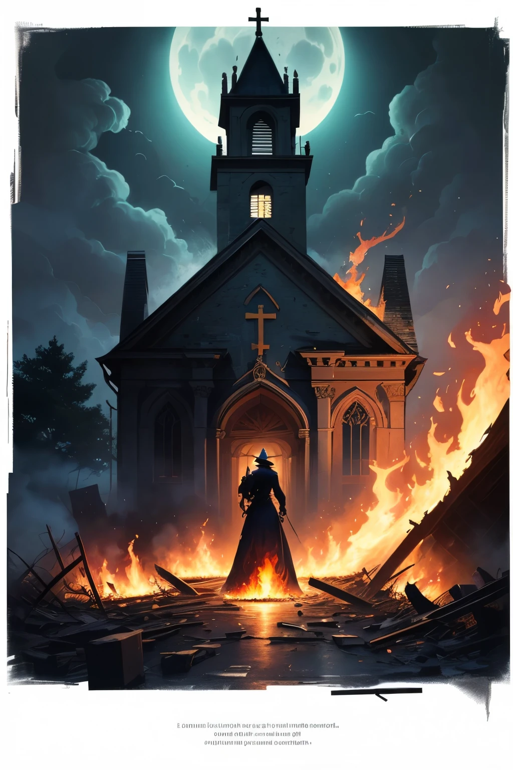 A lone figure stands in the eerie, moonlit background, shrouded in mystery and surrounded by the unknown. What secrets lie within this haunting landscape
The haunting silhouette of Old Salem Church stands tall against the moonlit sky, its crumbling walls and broken windows telling a story of a forgotten past
Flames of Destruction: Watch as the flames from the burning church dance and twist, a symbol of the recurring fiery events that ravage the land in the narrative. The flames are rendered in a bold and chaotic style, reflecting the destructive nature of the events
The face of Detective Henry Welborn, etched with lines of worry and determination, stares back at you from the screen. His eyes seem to hold a thousand untold stories, and you can almost feel the weight of his emotions as you gaze upon him
Transform your words into a striking visual with a bold text overlay, featuring a captivating title like "The Unending Curse of Old evil Church - A Detective's Desperate." Watch as the text comes to life in a range of styles and variations, from sleek and modern to vintage and distressed
Remember to use high contrast, vibrant colors, and clear fonts to make the thumbnail visually appealing and attention-grabbing. Additionally, ensure that the thumbnail effectively conveys the mystery and horror elements of the story, sparking curiosity among potential viewers.