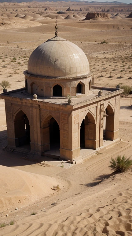 A picture of a old mosque in the desert 