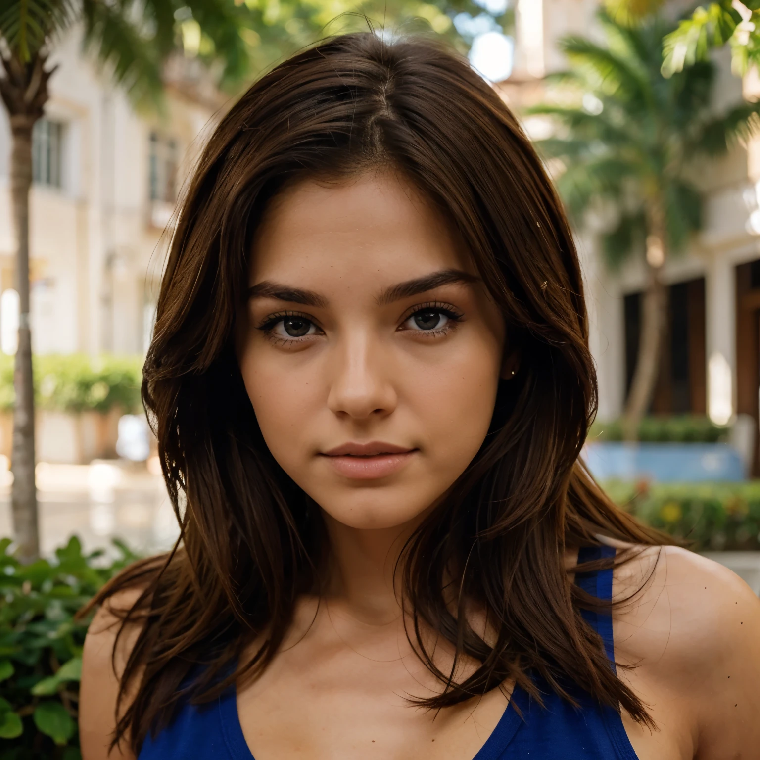 Brown hair, cuerpo delgado, ojos azules,