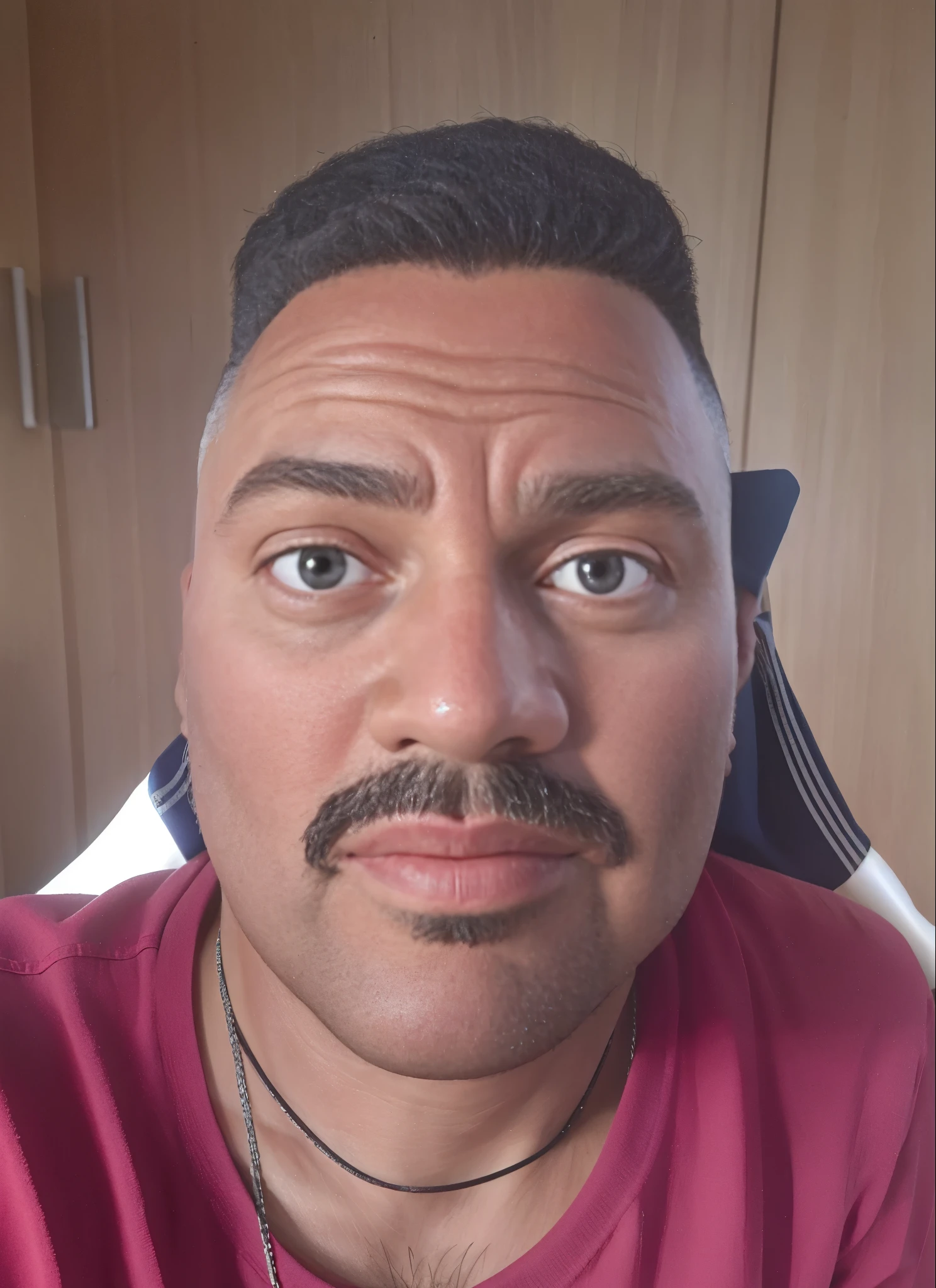 There's a man with a mustache and a red shirt, taken at the beginning of 2020, about 36 anos de idade, David Uzochukwu, george pemba, 3 6 anos, Homem de 4 0 anos, foto de perfil, 32 anos, 38 anos, imagem de perfil, homens de 45 anos, 35 anos de idade