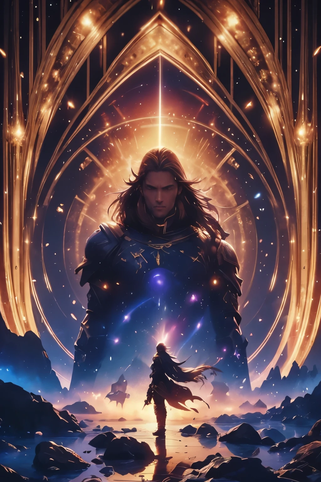 (((sisifu segurando nas costas o planeta Terra))), cartaz de teatro, Poster de cinema, capa de livro, arte digital, Cartaz de conquistadores das estrelas, invasores espaciais, saqueadores estelares, arte de fã de D&D, arte principal, arte oficial altamente detalhada, Hidari e Vlop, alta qualidade 8k, Epic Anime Art, full art illustration, official poster art, high definition art, D&D Conceito de Arte, 2. arte de fantasia de anime 5 d cgi, Arte em 4k