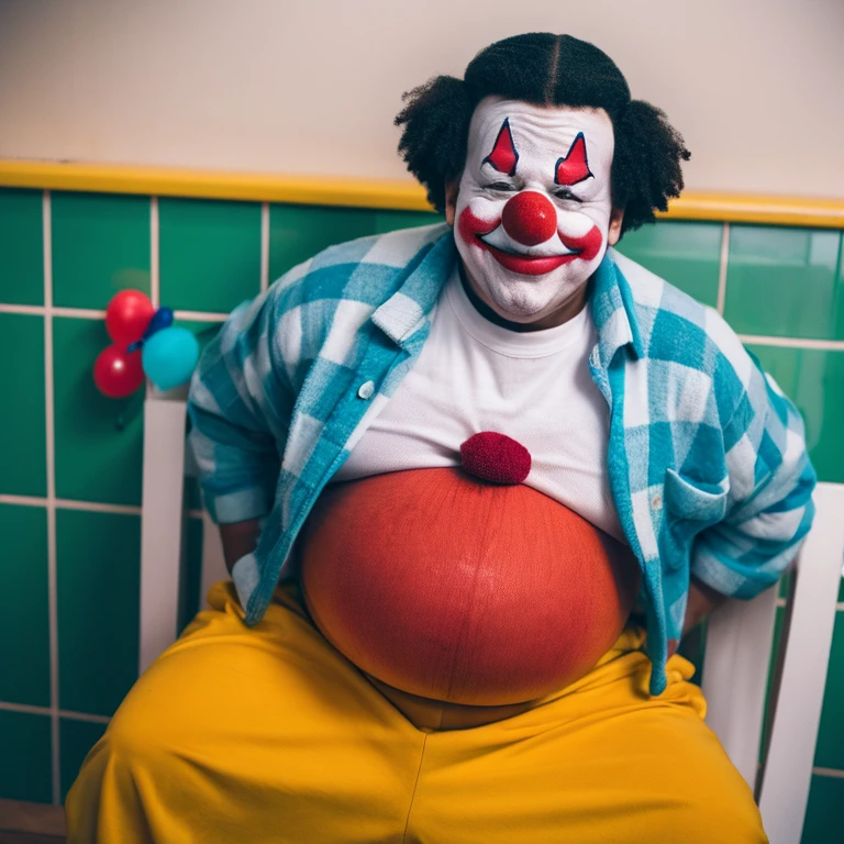 Clown man becoming obese