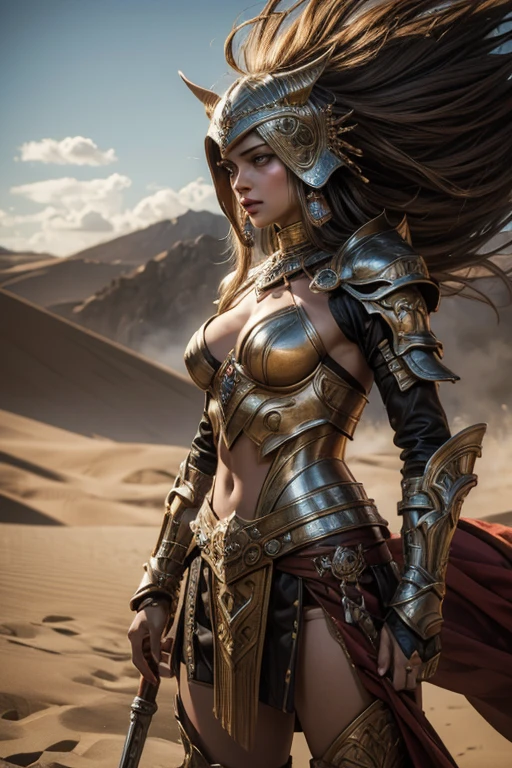 (best quality,4k,8k,highres,masterpiece:1.2),ultra-detailed,(realistic,photorealistic,photo-realistic:1.37), arabian warrior, long scymithar, fighting, goblins, intense battle, detailed armor, intricate patterns on armor, flowing robes, sand dunes, fierce expression, sandstorm in the background, dramatic lighting, vibrant colors, epic fantasy, magical atmosphere
