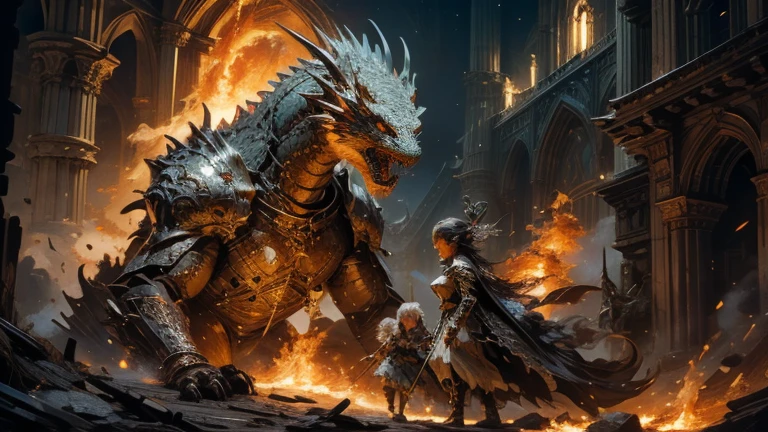 (best quality), (high detail), the beautiful queen of the dragons with her most loved dragon holding her daughter, (fire red 1:1), HDR, UHD, 4K, 8K, 3D.