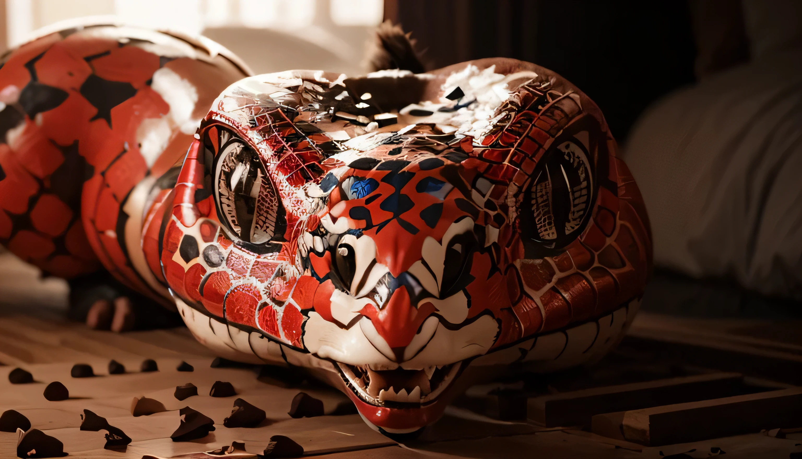 cobra naja pronta para atacar estilo adesivo (melhor qualidade,4k,8k, high resolution, obra de arte:1.2), ultra-detalhado, realista, cor vermelha, olhos brilhantes
