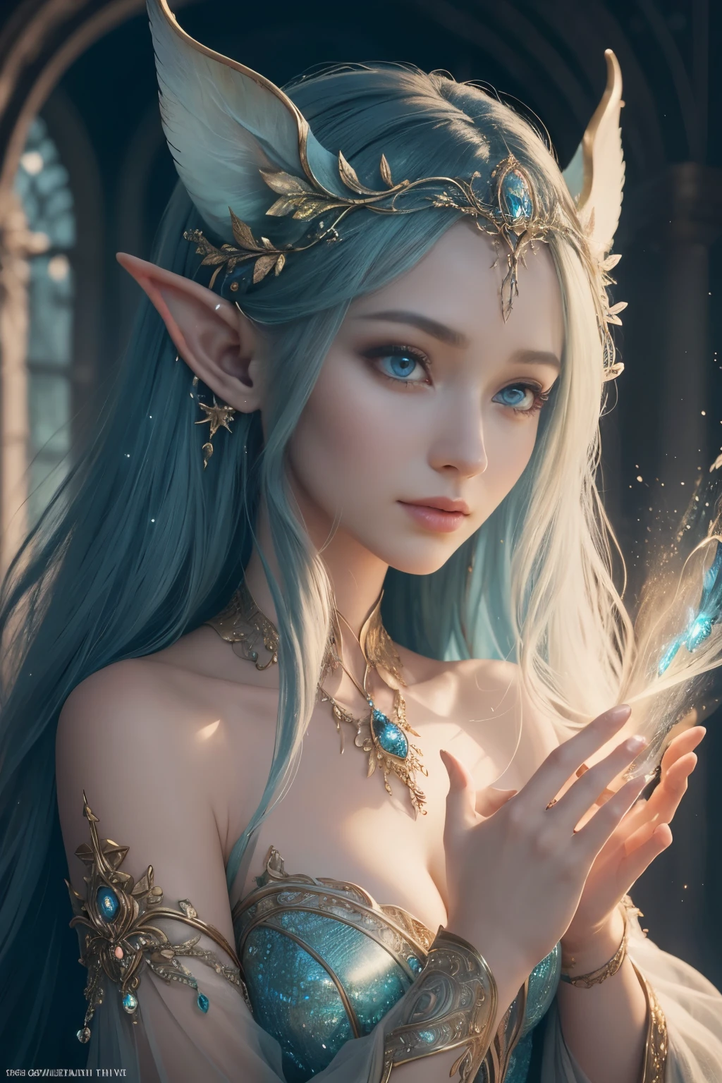 (Best quality, 4k, High-resolution, Masterpiece:1.2), Ultra-detailed, Realistic, Radiant lighting, Epoch Elves, Portraits, Fantastical colors, Fine art, Ethereal beings, Dreamlike, Whimsical creatures, Detailed facial features, Glowing eyes, Elven beauties, Ethereal glow, Mythical creatures, Harmonious composition, Dazzling colors, Stunning visual effects, Otherworldly appearance, Mesmerizing artistry, 