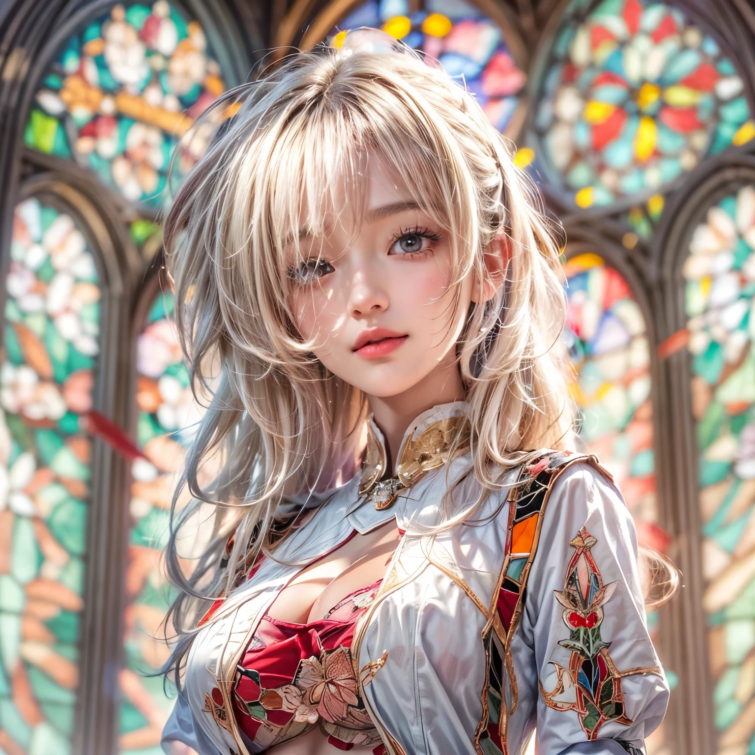 (NSFW:-0.98) . White and Red, (Dazzling colorful light pours down and reflects:1.2), (Physically-based Rendering with incredible detailed Textures), Award-winning Masterpiece of professional Analogue photograpy, { (((Photorealistic:1.37))) | (Hasselblad with F2.8) }, (((Acutance:0.99, Dynamic- Closeup:1.37), { from below | from side } )) . (A group photo of KAWAII girls in (school uniform)) with visible Overflowing Cleavage and Navel without bra . (((Extremely detailed KAWAII face variations)) with joyful expressions), { Glossy cute Lips Closeup | Detailed natural eyes with sparkling highlights and long eyelashes | Rosy cheeks | Navel | (pretty Ass) | (Overflowing underboob) | Oiled ivory skin Details | White panties with (blood seeping only in crotch area) | ((full of Flowers covering girl's body:1.15)) | (((Dazzling colorful stained glass with stunning elaborate details:1.2))) | Mystic sight | A Halo ling in the air | God rays | Haze | Lens flare | Lens Ghost | Luminescent particles | Kissing face to face } . Ultra-detailed, (Exposed:0.8), (((Nipple:-0.9))) .