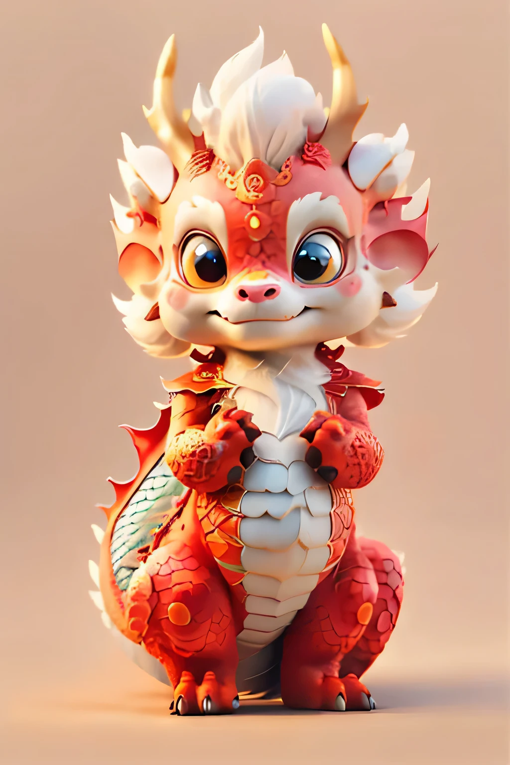 Chinese dragon，The background is casual，Delicate picture quality，HD，Very amiable expression，Make it a red envelope cover