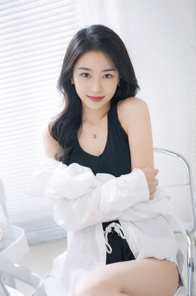 (on the table, best quality, realistically, Super detailed, meticulous, high resolution, 8k wallpaper), Close-up portrait of a beautiful woman, Chariada, smiling, light brown messy hair, Perfect dynamic composition, 美丽meticulous的眼睛, Just like the cover of a fashion magazine, on campus
