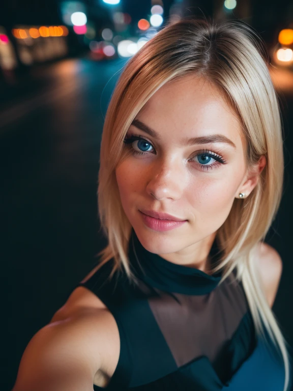 (taking selfies, overhead view: 1.4), (straight half of the torso: 1.4), Portrait photo of a 24-year-old blonde in RAW UHD format (Blue-eyed woman) Walk down the dark alley, large breasts,, night city, (upskirt), (cutout), Details (textures! , Hair! , glistering, Color!! , imperfections: 1.1), highly detailed glossy eyes (looking at the camera), DSLR Lighting, SLR camera, Ultra-Quality, sharpness, Depth of field, Film grain (Downtown), Fujifilm XT3, Crystal clear, Frame Center, beatiful face, sharp-focus, street lamp, neon lighting, bokeh (dimly lit), night time, (night sky), detailed skin pores, oilly skin, suntan, Complex eye details, full - body, large breasts