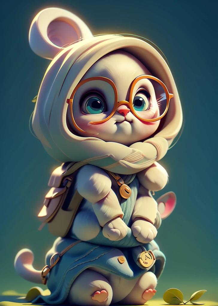 "An adorable cat with glasses, close-up, rosto inteiro, alta qualidade"