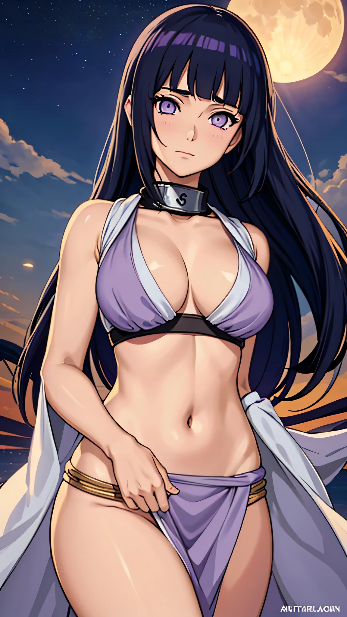 hanabi hyuga, light purple eyes, like hinata in naruto, facial detailed, anime girl in Indian women saree look dress, like a queen,with moon in background, artgerm. high detail, smooth anime cg art, seductive tifa lockhart portrait, extremely detailed artgerm,showing boob clevage with a good structure, elegant navel, like a indian women, showing half side view, single women, decent loo