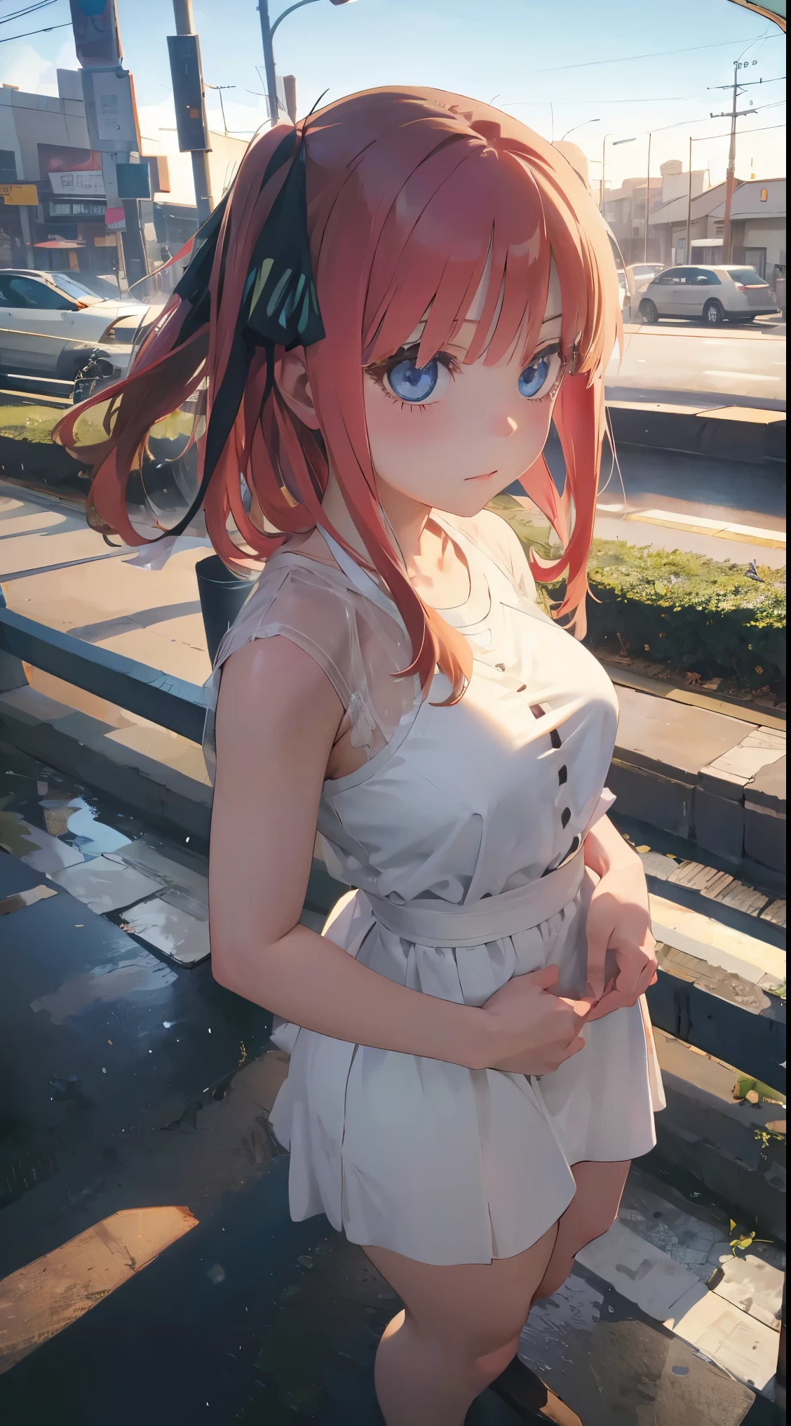 Nino Nakano,vestido de senran Kagura,ciudad nieve