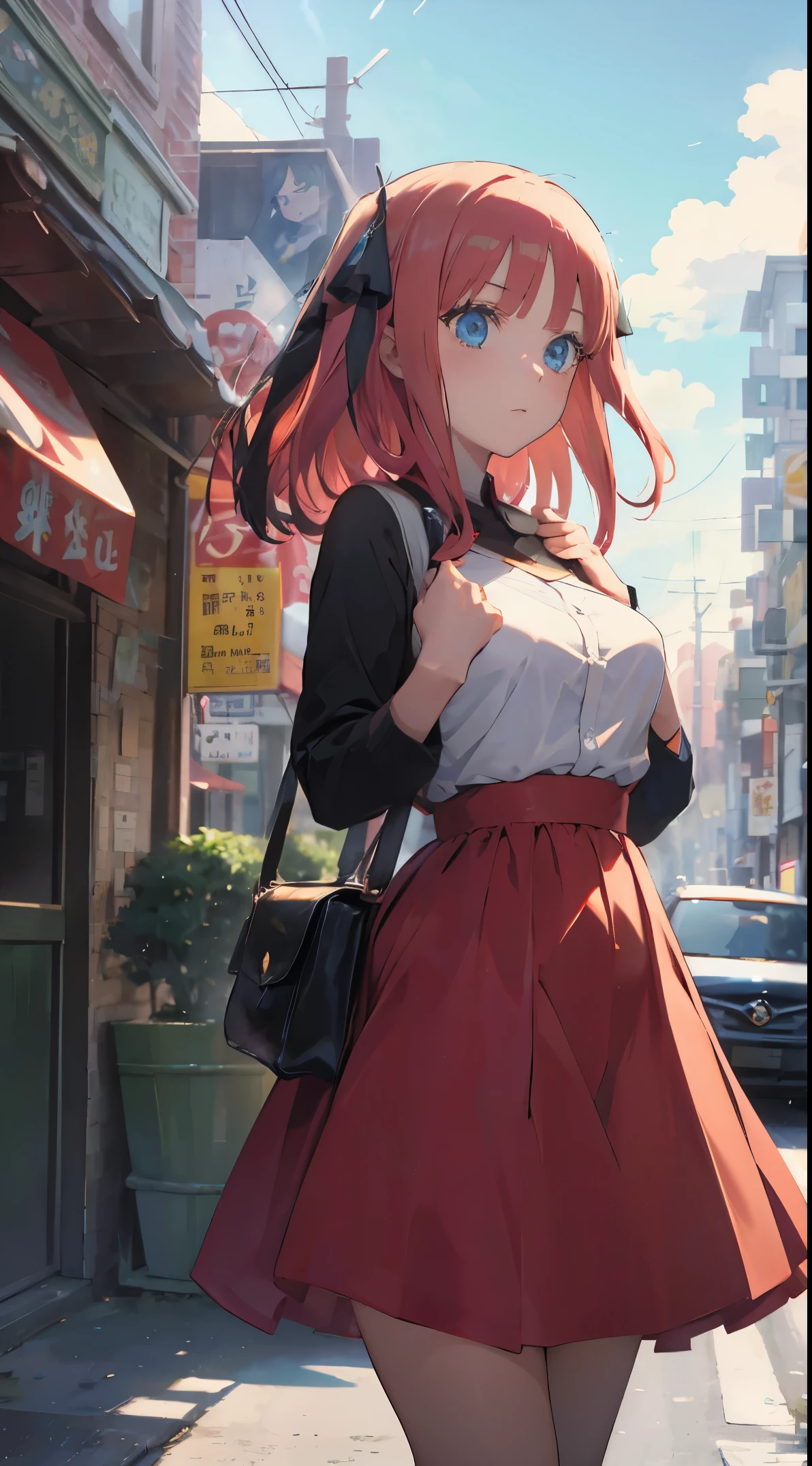 Nino Nakano,vestido de senran Kagura,ciudad nieve