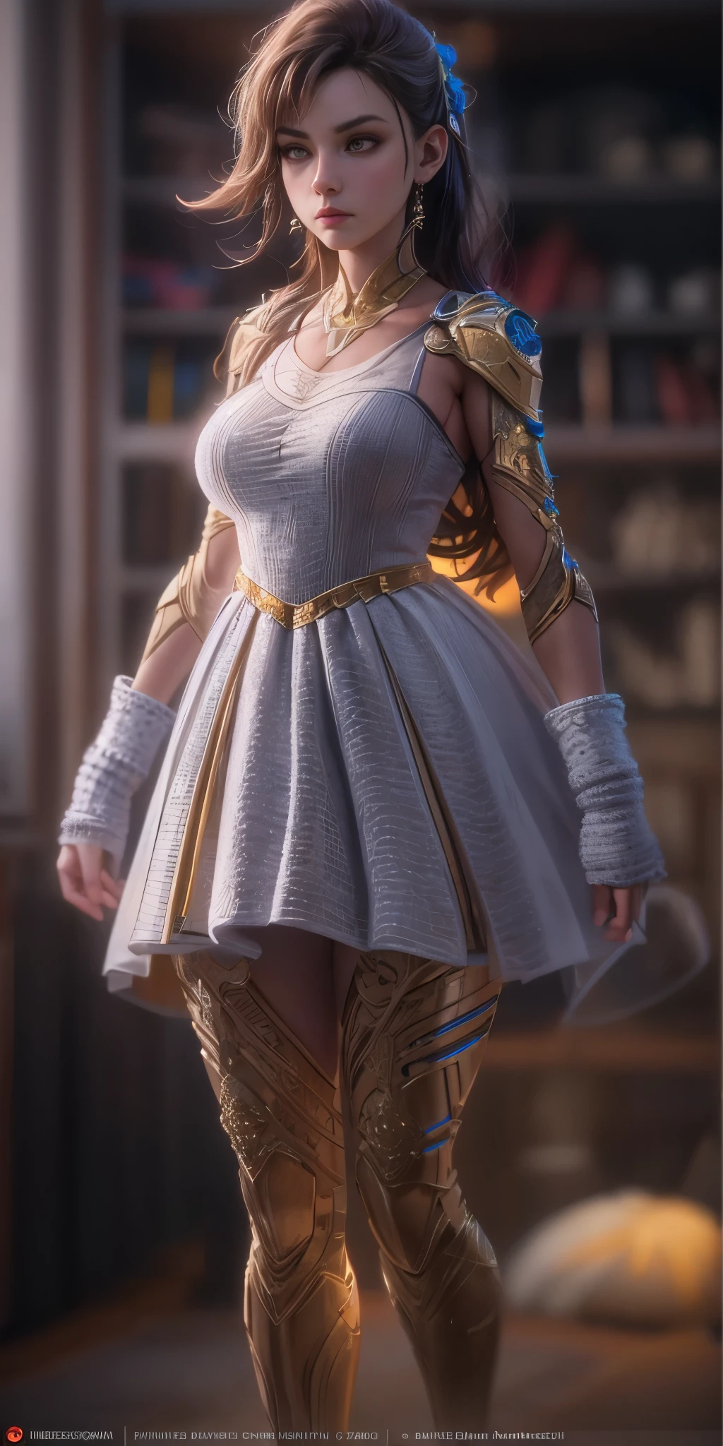 majestic, 20 year old girl, Invisible armor dress, big breasts:1.3, Cyberprep, Amigurumi, portrait, zbrush rendering, motion blur, interactive, Clean colors, Dream nucleus, Flashlight lighting, Realistic dramatic lighting, Highly detailed environment, quality, Redshift rendering, 4K